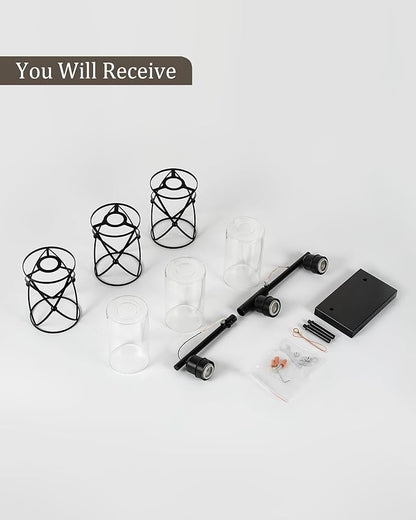 3-Light Black Bathroom Light Fixtures, 21 Inch Modern Bathroom Vanity Lighting Fixtures Over Mirror with Clear Glass and Metal Cage Wall Sconce Lights for Bath, E26, CH9176BK-3W