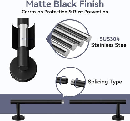 Bathroom Hardware Set, 18 Inch Matte Black Towel Bar Set, 4-Piece | Wall Mounted Bathroom Accessories, Towel Racks for Bathroom, Modern Towel Holder Set, Durable SUS304 Stainless Steel