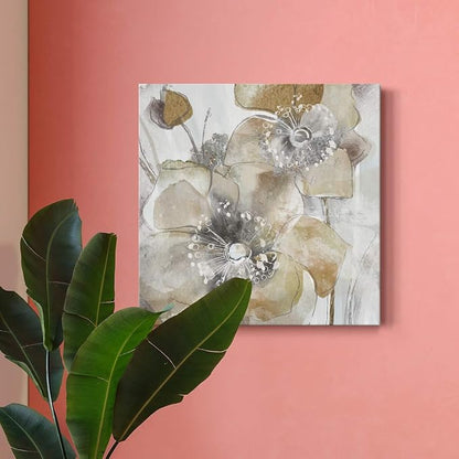 Renditions Gallery Taupe Spring Poppy Wall Art, Premium Gallery Wrapped Canvas Decor, Ready to Hang, 10 in H x 10 in W, Made in America Print (Model: AZS-WC25-18276-R-1010-MK)