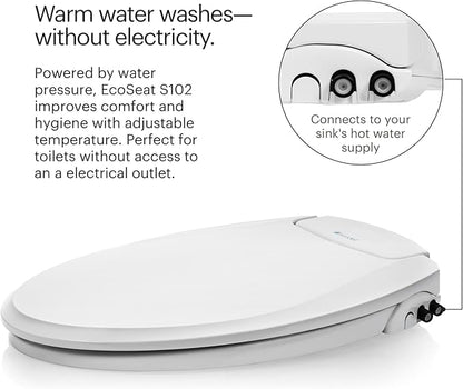 Brondell Swash Bidet Toilet Seat, Non-Electric, Dual Temperature, Fits Round Toilets, White – Dual Nozzle System – with Easy Installation