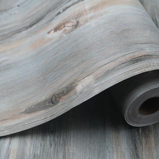 Wood Grain Peel and Stick Floor Tiles, 11.8" W × 394" L, Tide‑Washed | Soft wood‑look finish, Good for renters and DIY users, Non‑slip texture, Waterproof, Budget‑friendly option, Easy to use