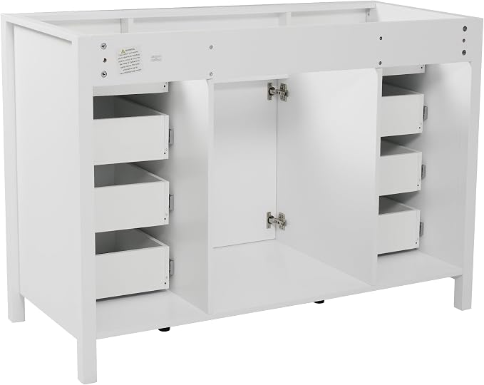 47" Bathroom Vanity Base Only, Cabinet with Soft-Closing Drawers and Doors, Simple & Modern Style, Solid Wood Frame, White