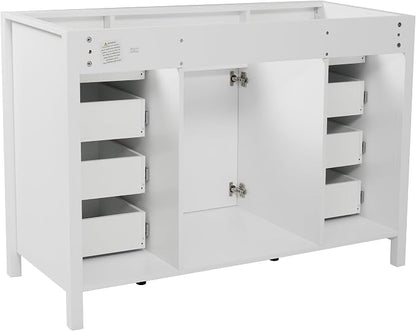 47" Bathroom Vanity Base Only, Cabinet with Soft-Closing Drawers and Doors, Simple & Modern Style, Solid Wood Frame, White