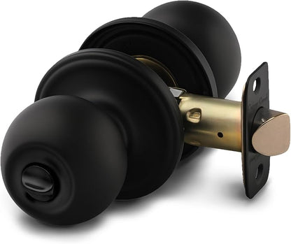 Copper Creek Privacy Interior Door Knob – ANSI Grade-3 Certified, Modern Heavy Duty Handle, Easy Install and Reversible for Bedroom, Bathroom and Closets – Matte Black (1 Pack)