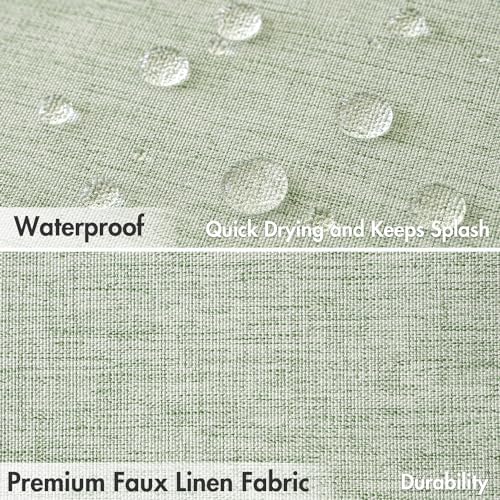MIULEE 72 x 82 Extra Long Linen Shower Curtain Sage Green 12 Metal Hooks