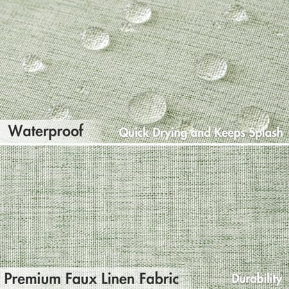 MIULEE 72 x 82 Extra Long Linen Shower Curtain Sage Green 12 Metal Hooks