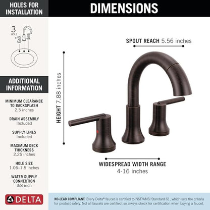 Delta Faucet Trinsic Pull Down Bathroom Faucet, Bathroom Pull Out Faucet, Oil Rubbed Bronze Widespread Bathroom Faucet 3 Hole Pull Down, Bathroom Sink Faucet Magnetic, Venetian Bronze 3559-RBPD-DST