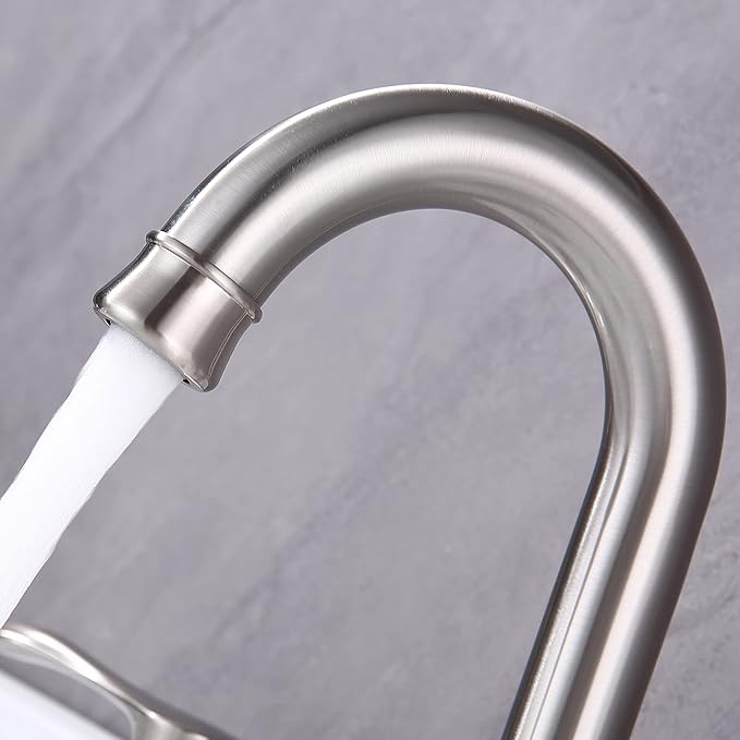 3 Hole Bathroom Faucet with Pop Up Drain and cUPC Faucets Supply Hose, WiPPhs 360 Degree Swivel Spout 2 Handle 8 inch Brass Widespread Bathroom Sink Faucet, Basin Faucet Mixer Taps (Brushed Nickel)