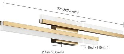 PRESDE 32 Inch LED Bathroom Light Fixtures Over Mirror Brushed Gold Vanity Light Modern Bath Lighting Bar 5CCT