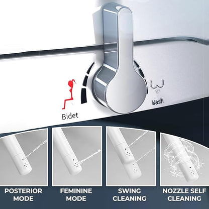 GenieBidet Bidet Toilet Seat Elongated | Fits Your Current Toilet Seat | No Wiring & Easy Install Elongated Bidet | Self Cleaning Dual Nozzles with Rear & Feminine wash | Hybrid T included