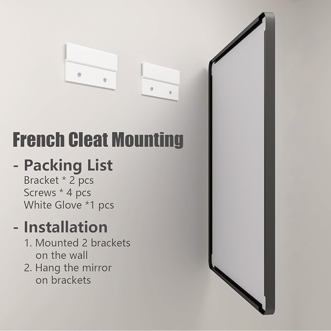44x36 Inch Black Metal Framed Bathrrom Mirror for Wall | Black Matte Bathroom Vanity Mirror, Rounded Rectangle, Anti-Rust, Tempered Glass, Hangs Horizontally or Vertically