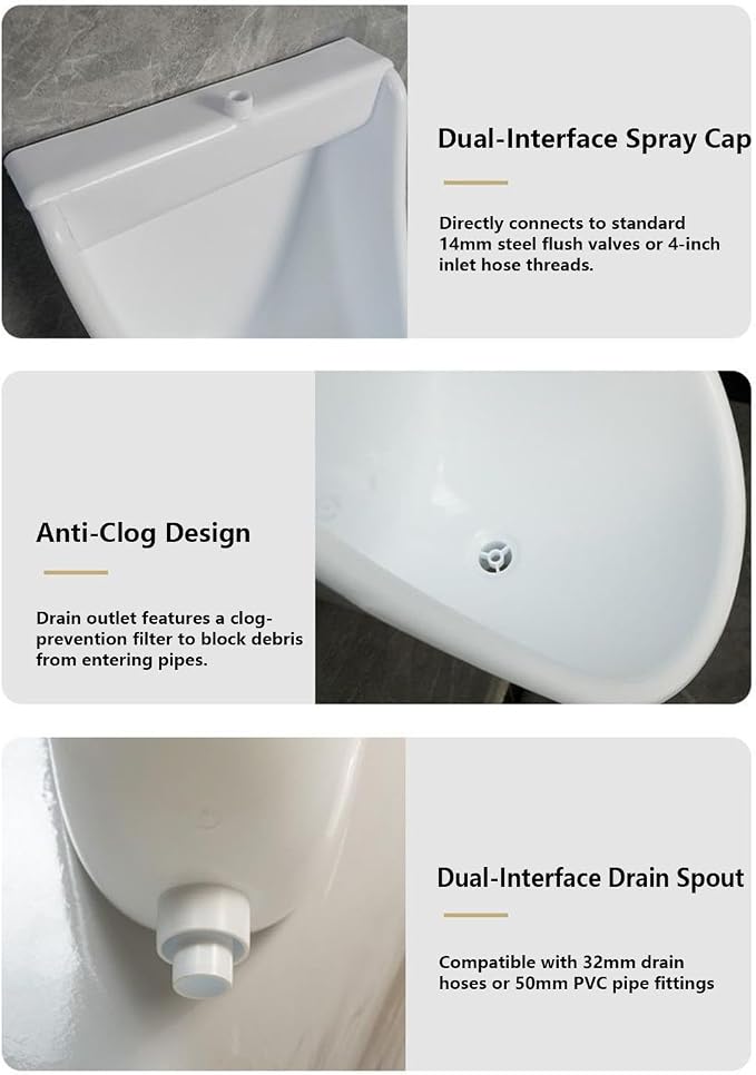 Wall Mount Toilet Wall Mounted Male Toilet with Flush | Male Urinals for Home Dorm Garden RV Apartment Dad Boyfriend Grandpa