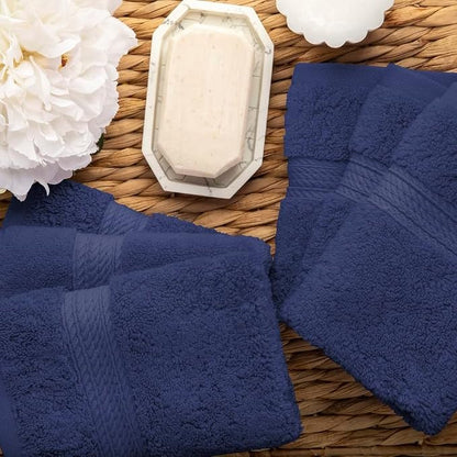 Superior Egyptian Cotton Plush & Absorbent, Face Towel Set of 6, Navy Blue | Quick Dry, Soft Luxury Towel Set, Bath Essentials for Bathroom, Guest Bath, Spa, 2 Piece Face, Madeline Towels