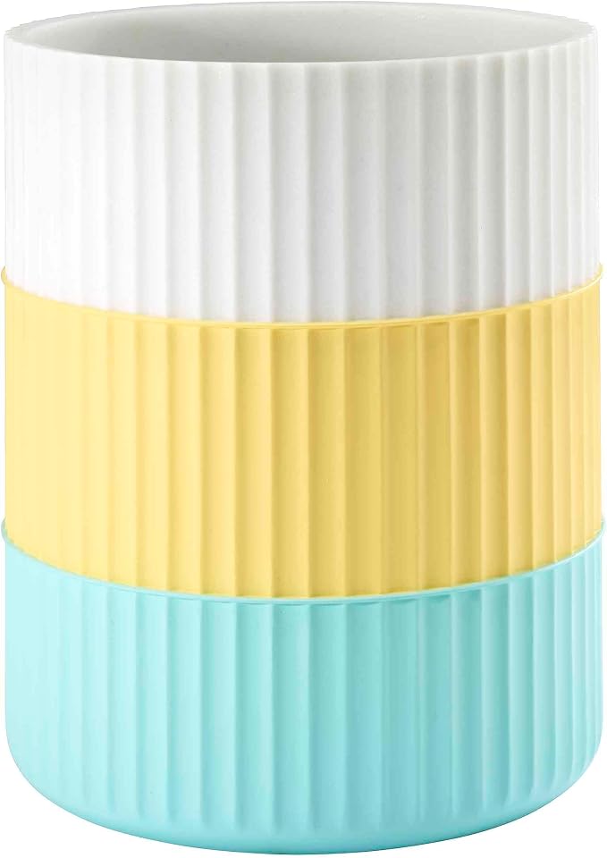 Izod - Wastebasket, Trash Can for Home, Resin Bathroom Accessories, Dorm Room Essentials, Striped Bathroom Decor (Clubhouse Collection, Aqua)