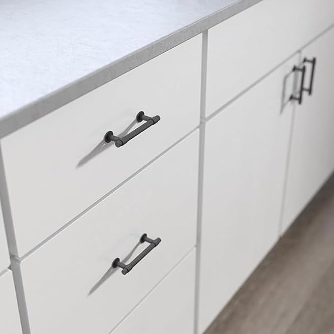 Franklin Brass Francisco (10-Pack) Cabinet Handles 3" Hole Center Pulls | Soft Iron Hardware Kitchen Door, Drawers, Dressers, Furniture P29520K-SI-B