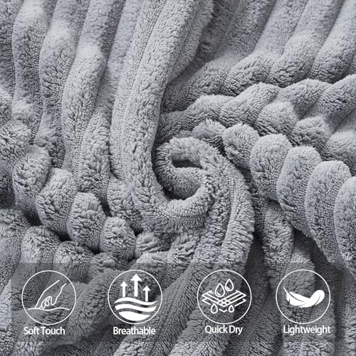 4 Piece Bath Towels, 30"x60" Microfiber Towels Set, Grey