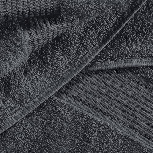 Belizzi Home Ultra Soft 6 Pack Cotton Towel Set, Contains 2 Bath Towels 28x55 inch, 2 Hand Towels 16x24 inch & 2 Wash Coths 12x12 inch, Ideal Everyday use, Compact & Lightweight - Charcoal Grey