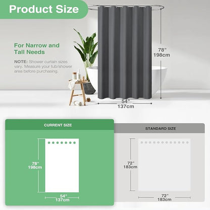 Stall Waffle Shower Curtain 256 GSM Heavy 54"x78" Charcoal Grey | 54 x 78 Inch Long, Thick Cloth, Weighted Hem, Water Repellent, Hotel Luxury Polyester Shower Curtains for Bathroom 10 Hooks