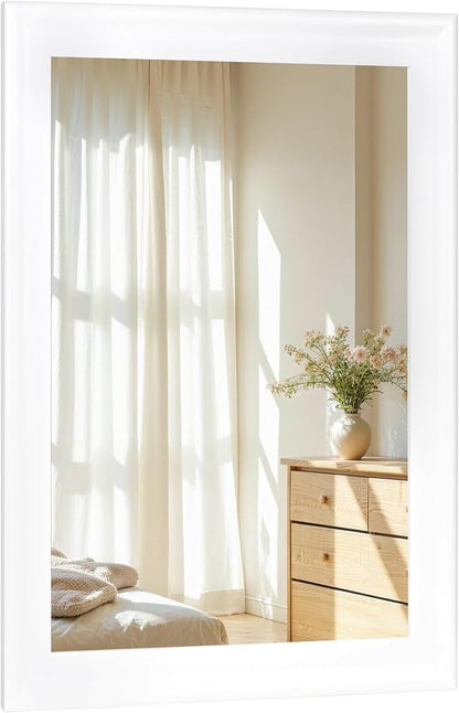 White Wall Mirror for Bathroom,Rectangle Rustic 24 x 32 inch Vanity Mirrors | Hanging Mirror for Living Room,Bedroom,Entryway