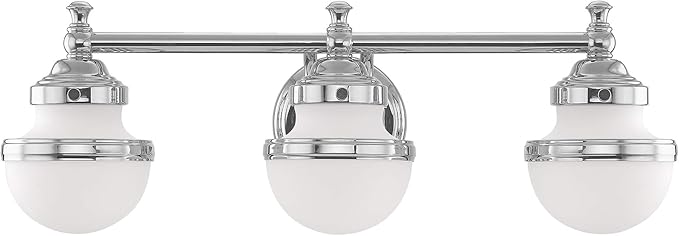 Livex Lighting 5713-05 Oldwick 3 Polished Chrome Bath Light, 24 x 7.25 x 8.25