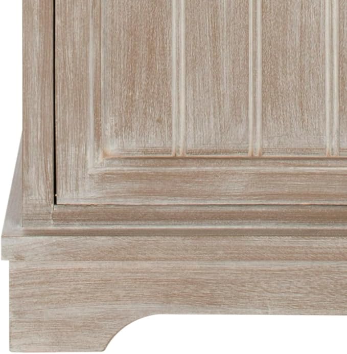 SAFAVIEH Home Collection – Connery White Washed Storage Cabinet with Rattan Baskets & Bottom Door, Farmhouse Accent Storage, Fully Assembled (AMH5742E)