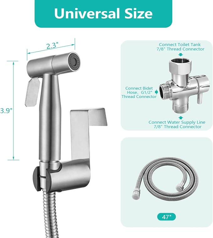 BARROCK 2 Pack Bidet Sprayer for Toilet, Handheld Jet Spray for Exist Toilets, Adjustable Water Pressure Muslim Shower Bidet Attachment Set, Cloth Diaper Sprayer for Baby/Feminine Wash Brushed Nickel