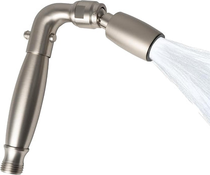High Sierra® Solid Lead-Free Metal Handheld Shower Head, Built-in Trickle Valve, Patented single Nozzle Never Clogs. Shower Hose and Holder Not Included. Ultra Low Flow 1.25 GPM. Brushed Nickel Finish