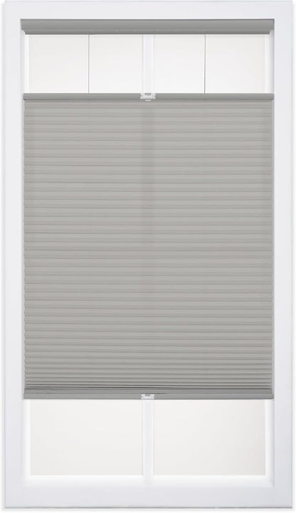 DEZ FURNISHINGS Cordless 1" Light Filtering Top Down Bottom Up Cellular Shade, 25"W x 72"H, Gray Cloud