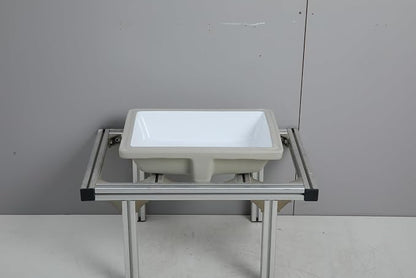 ADA Sanitary Ware Undermount Bathroom Sink - 18 7/8" White Rectangle Flat-bottomed Vessel Sink Porcelain Ceramic Lavatory Vanity Drop In Washroom Basin Sink