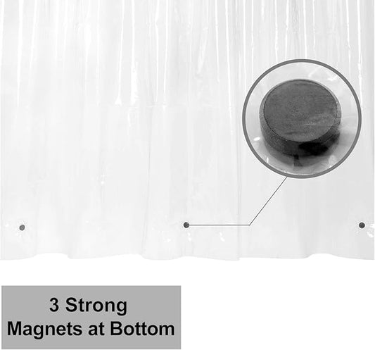 Barossa Design Narrow Shower Curtain Liner with 3 Magnets - 36" x 84", Waterproof PEVA Shower Liner for Small Extra Long Bathroom Stall, PVC Free, Metal Grommets - Clear, 36X84