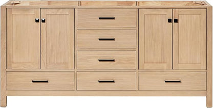 ARIEL Cambridge 72-inch Bathroom Vanity Base Cabinet,Solid Wood, 4 Soft Closing Doors, 6 Dovetail Drawers, White Oak