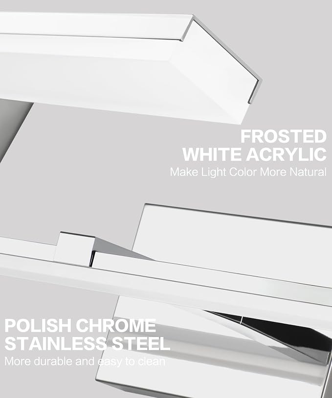 40in Chrome Bathroom Vanity Light Modern LED Bathroom Light Fixtures 5CCT Dimmable 28W Vanity Light Bar for Bath