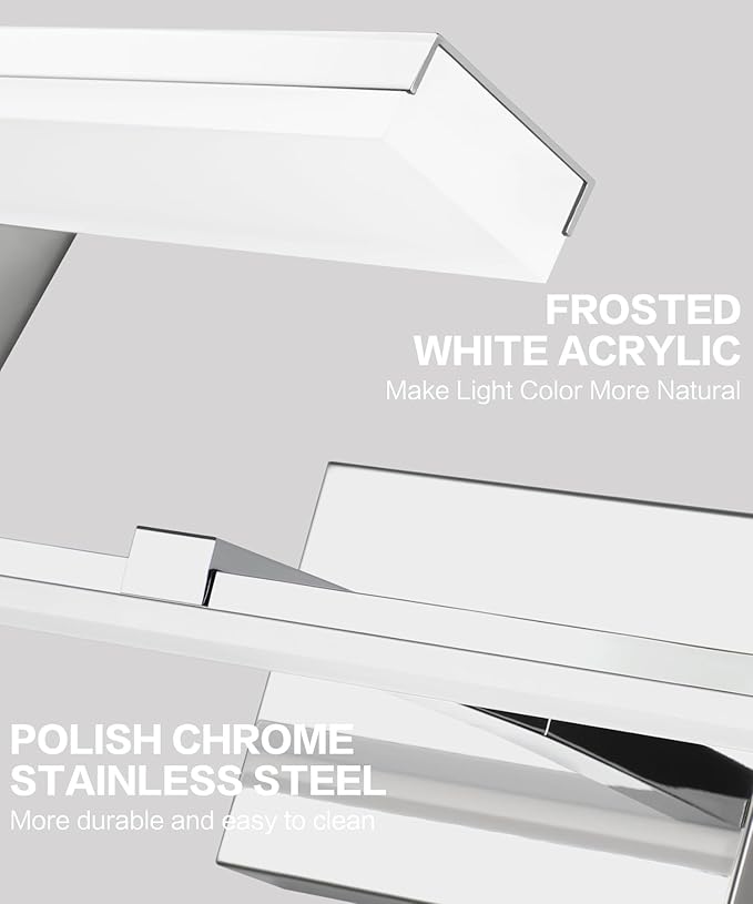 24 inch Chrome Vanity Lights for Bathroom Modern Bathroom Light Fixtures Over Mirror 18W LED Vanity Lights 6000K Cool White