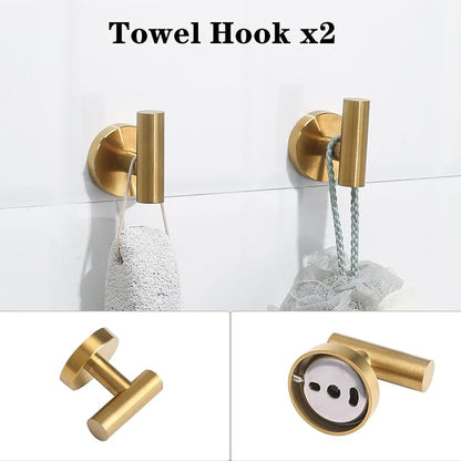 Brushed Gold Bathroom Hardware Accessories Set 4 Pieces,Towel Bar Set Stainless Steel Wall Mounted, Includes 24 in Hand Towel Bar, Towel Ring Holder,Toilet Paper Holder, Bathroom Towel Rack Set Gold