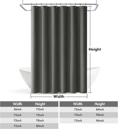 MIULEE 72 x 84 Extra Long Linen Shower Curtain Charcoal Grey 12 Metal Hooks | Washable, Heavy Fabric Shower Curtain Set, Waterproof Thick Cloth Shower Curtain, Bathroom Hotel Bathtub