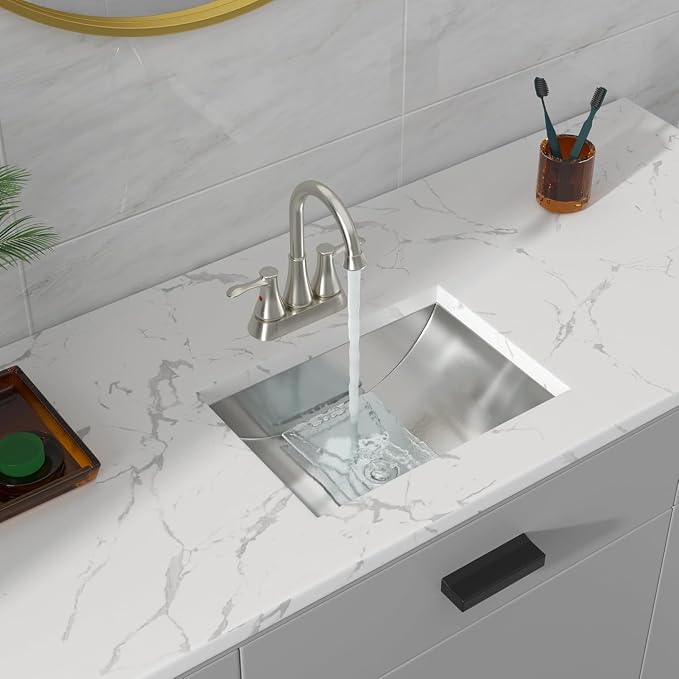 18"x13" Bathroom Vanity Sink Stainless Steel Rectangle Undermount Bathroom Lavatory Restroom Under Counter Sinks Basin with Pop Up Drain