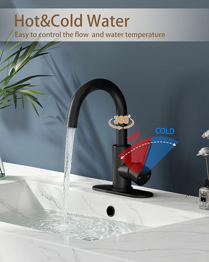 Bathroom Faucets, Bar Sink Faucet Single Hole for Bathroom Kitchen Campers with Pop-Up Drain Hose, Suitable for Farmhouse Vanity Lavatory