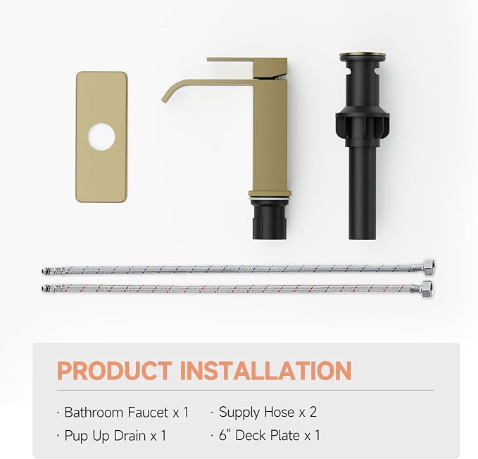 Brushed Gold Bathroom Faucets Evolvegoods Modern Waterfall Bathroom Faucet | Single Handle 1 or 3 Hole Bathroom Sink Faucet RV Mixer Tap Vanity Faucet with Deck Plate Pop-up Drain and Supply Lines