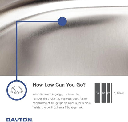 Dayton D125224 Single Bowl Drop-in Stainless Steel Sink