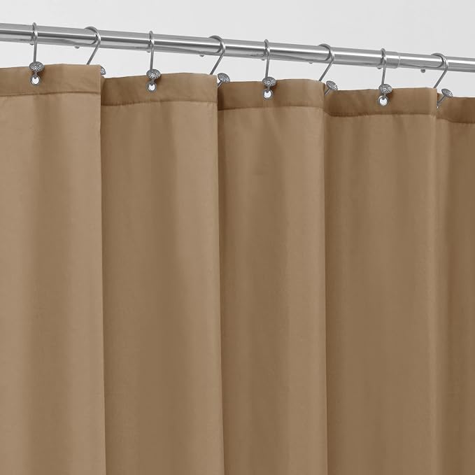 ALYVIA SPRING Waterproof Fabric Shower Curtain or Liner Coffee Brown, 72x72 | 3 Magnets, Soft Cloth & Hotel Quality, Machine Washable, Light-Weight, Standard Size