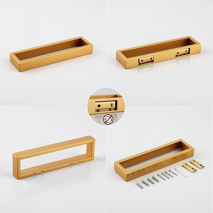 GERZWY Gold Stainless Steel Towel Holder Towel Hanger Towel Ring for Bathroom Lavatory Wall Mount Contemporary Style