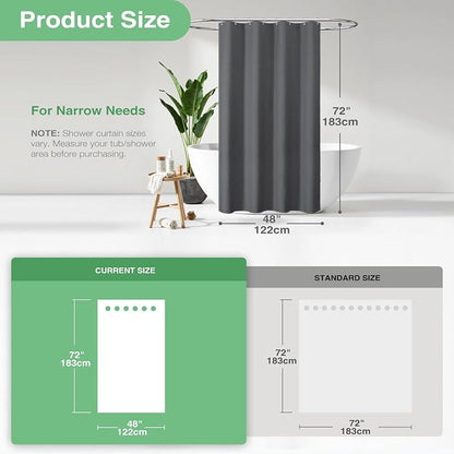Stall Waffle Shower Curtain 256 GSM Heavy 48"x72" Charcoal Grey | 48 Inch Wide, Thick Cloth, Weighted Hem, Water Repellent, Hotel Luxury Polyester Shower Curtain Set for Bathroom 8 Hooks