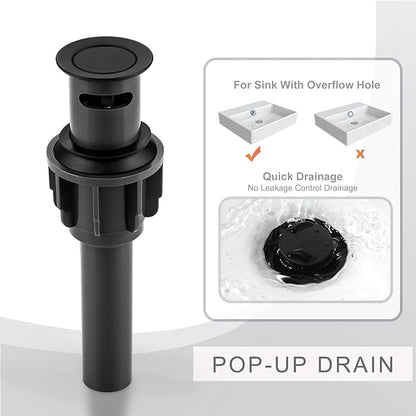 ALEASHA Black Bathroom Sink Faucet - 4 Inch Centerset 2 Handle With Pop Up Drain Stopper, Lavatory Vanity Faucet