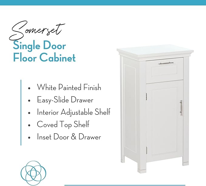 RiverRidge 06-037 Somerset Single Door Floor Storage Cabinet, White