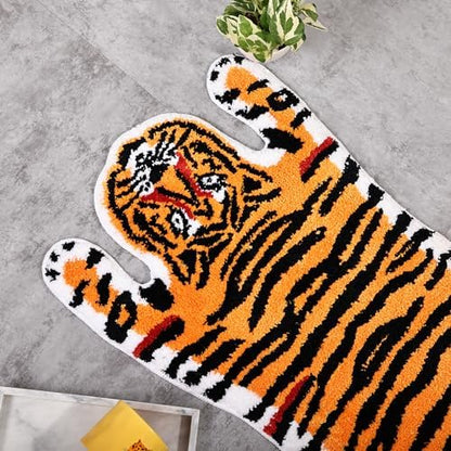 Panstar Tiger Rug for Bathroom, Yellow Tiger Bath Mat Non Slip Animal Rug