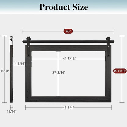 Farmhouse Bathroom Mirror, 48x36 Inch Black Vanity Mirror for Wall, Wood Framed Rustic Mirror Rectangular Wall Decor Mirrors for Entryway Living Room Bedroom
