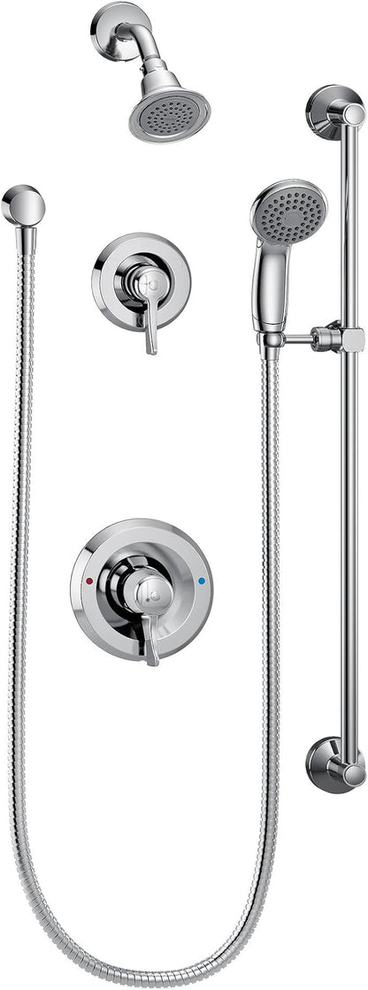 Moen T8342EP15 Commercial Posi-Temp Pressure Balancing Eco-Performance Shower and Handshower Trim, Valve Required,s, Chrome