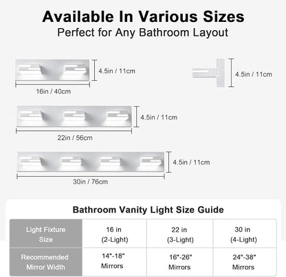 LED Modern Bathroom Vanity Light Fixtures, Dimmable White Vanity Lights for Bathroom Lighting Fixtures Over Mirror, with 360° Rotatable Heads -Light 16-inch (Cool White 6000K)