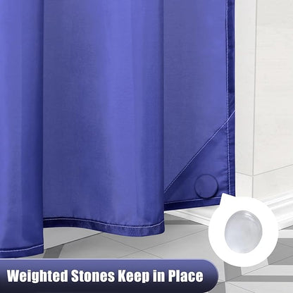 OLANLY Luxury Navy and White Ombre Shower Curtain Sets with 12 Hooks, Waterproof and Washable Decorative Shower Curtains for Bathroom, 72x72 Inches