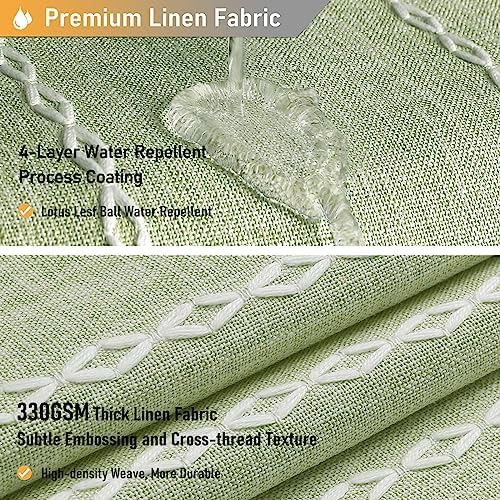 BTTN 72x78 Long Boho Farmhouse Linen Heavy Duty Shower Curtain, Sage Green